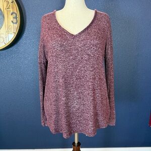 a new day V-Neck Burgundy Heathered Sweater | Size XL